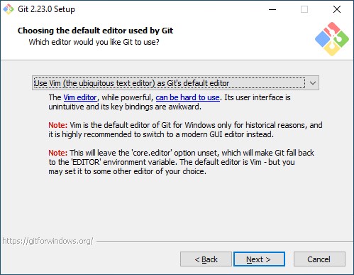 Auswahl des von Git verwendeten Editors